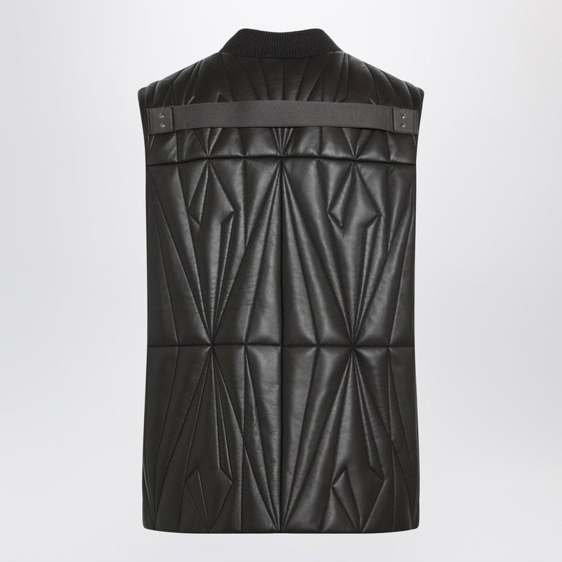 Brown faux leather zip-up vest