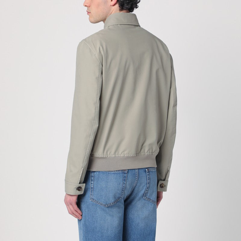 Khaki Green Bomber Jacket In Cotton Blend