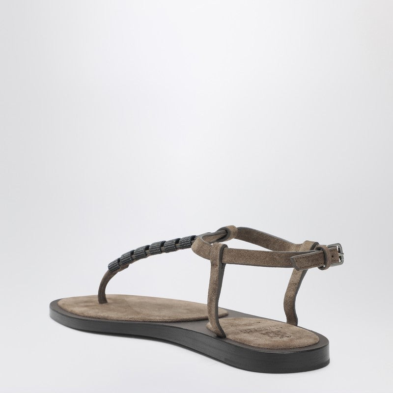 Suede thong sandals with Precious Straps