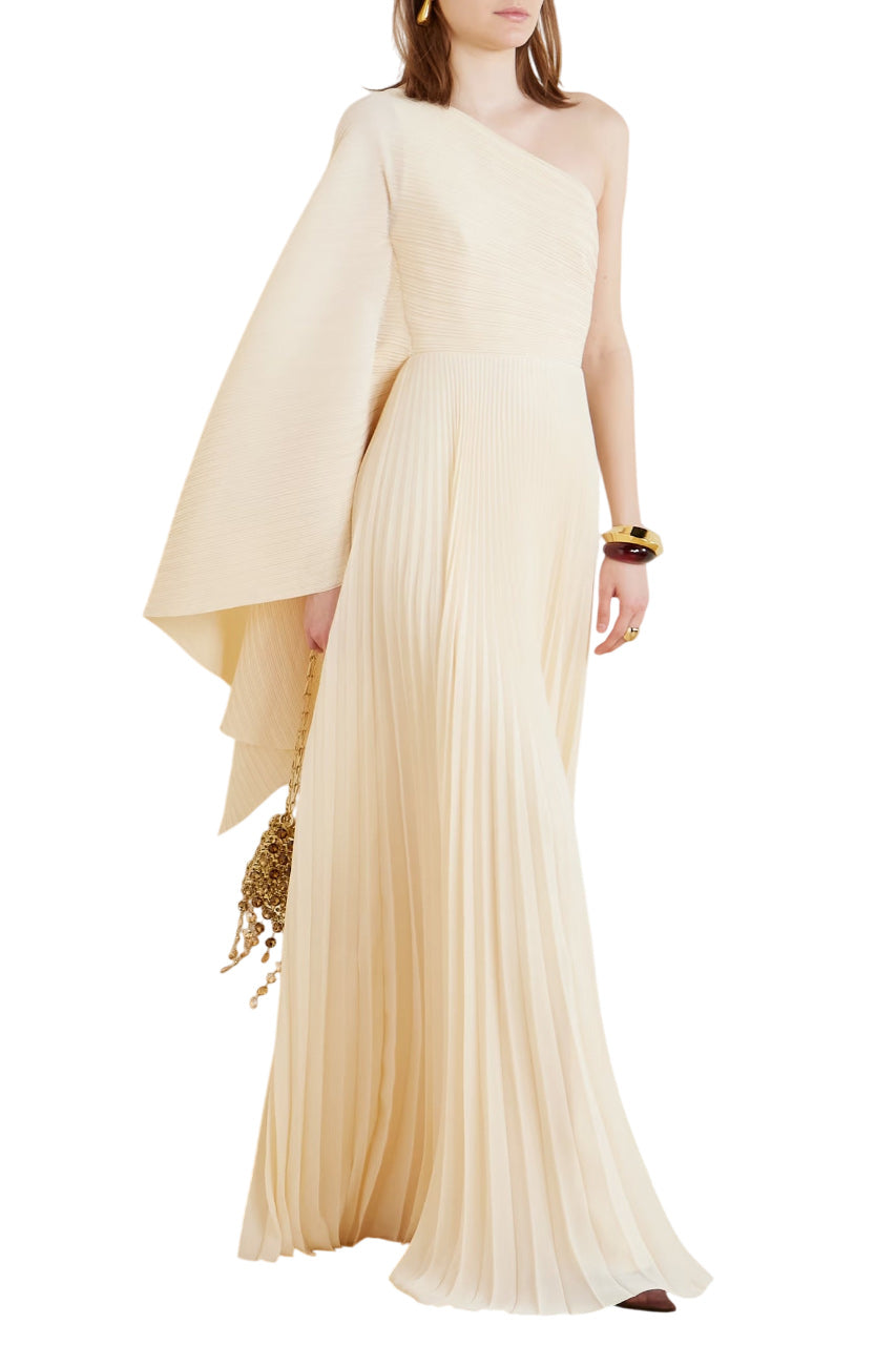 MACI ONE SHOULDER PLEATED CHIFFON GOWN