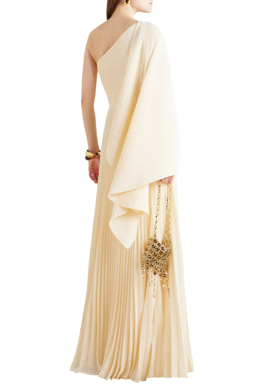 MACI ONE SHOULDER PLEATED CHIFFON GOWN
