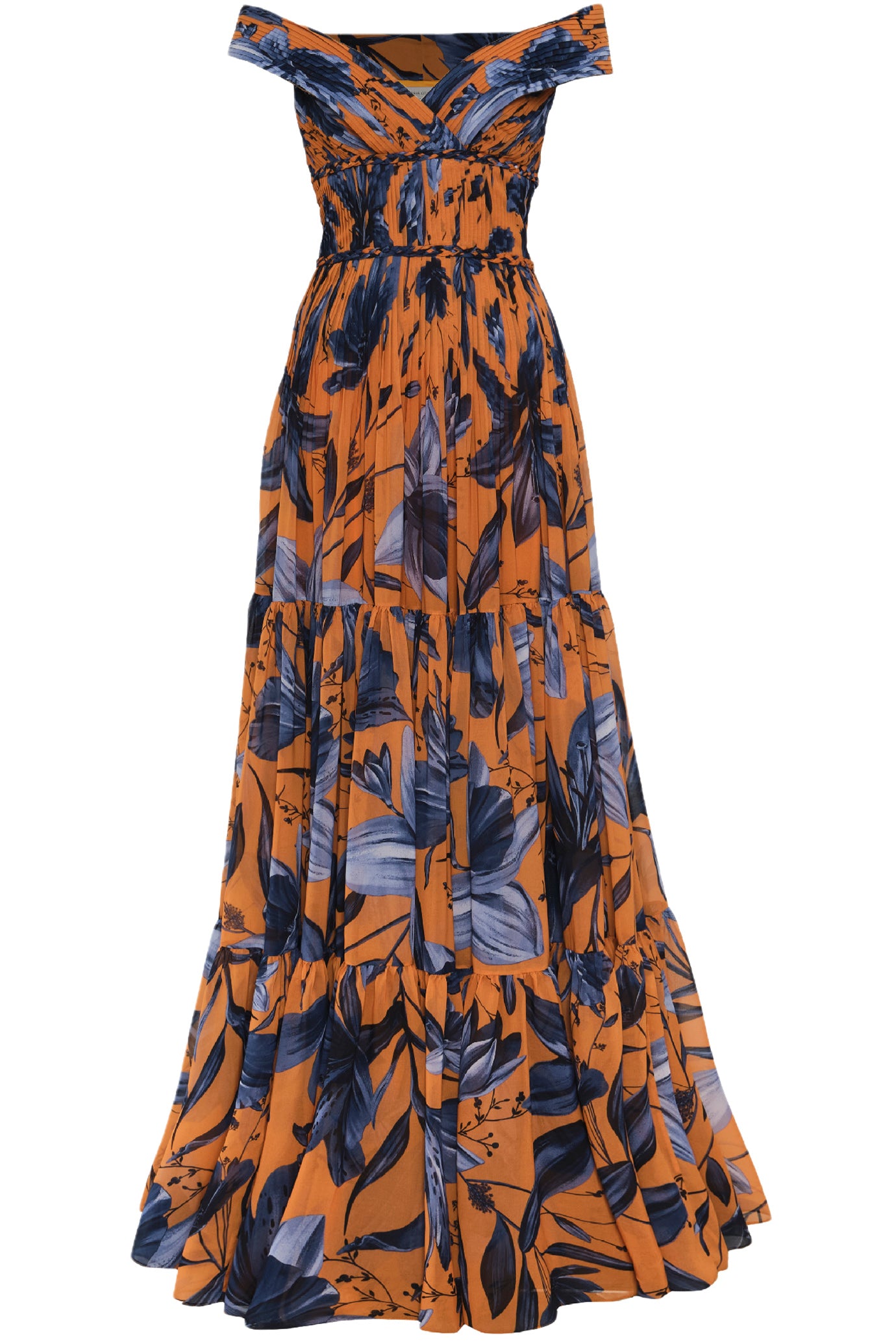 MAGDALENA PLEATED CHIFFON MAXI DRESS