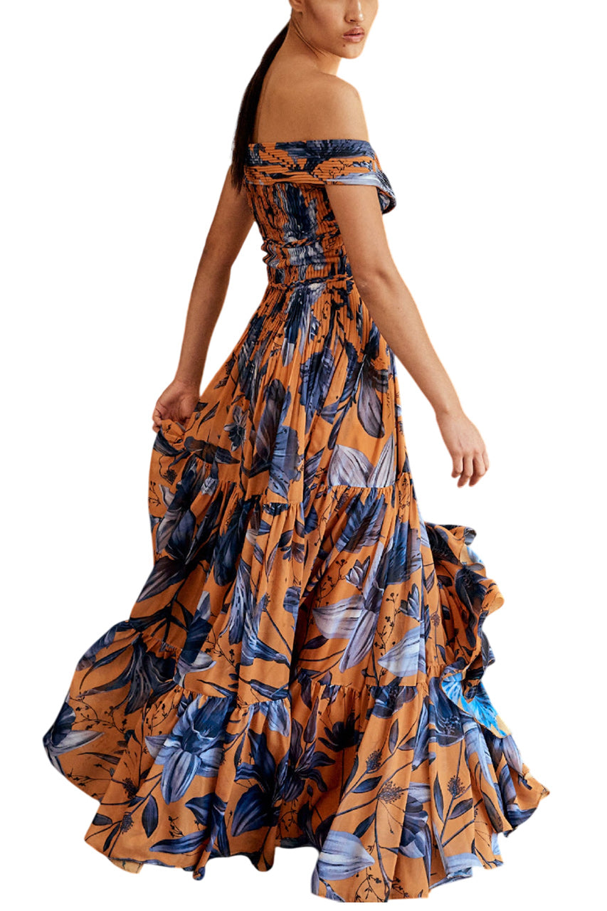MAGDALENA PLEATED CHIFFON MAXI DRESS
