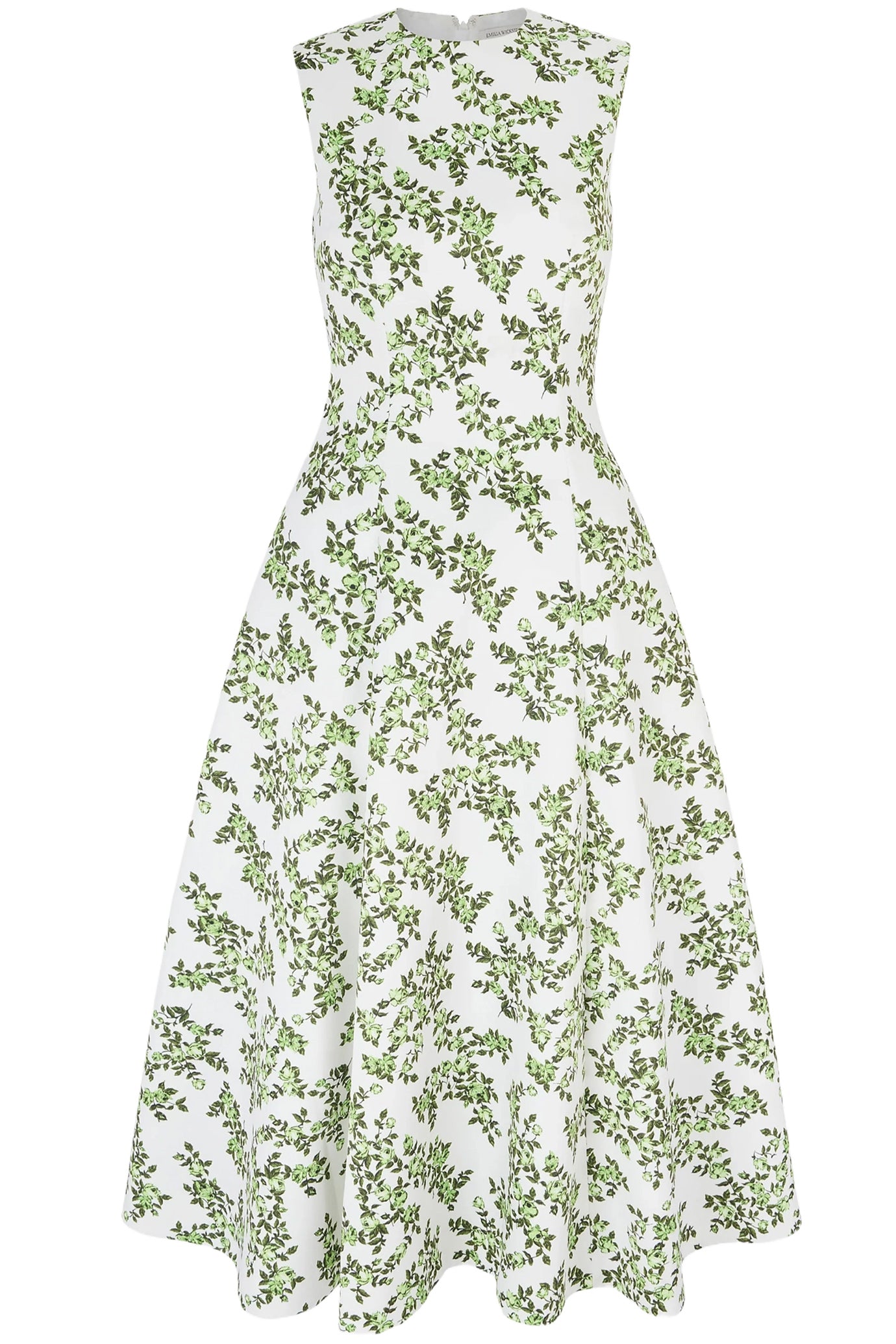 MARA DRESS BLUE ROSE ON WHITE TAFFETA FAILLE