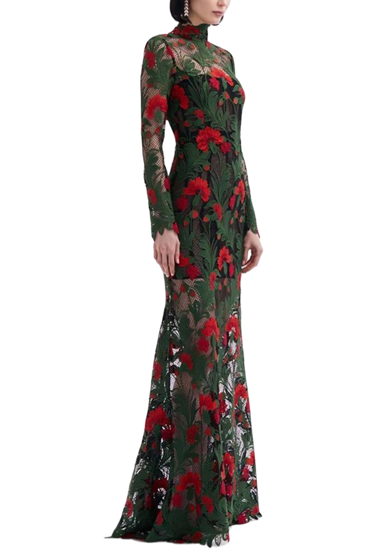MARBLED CARNATION GUIPURE GOWN