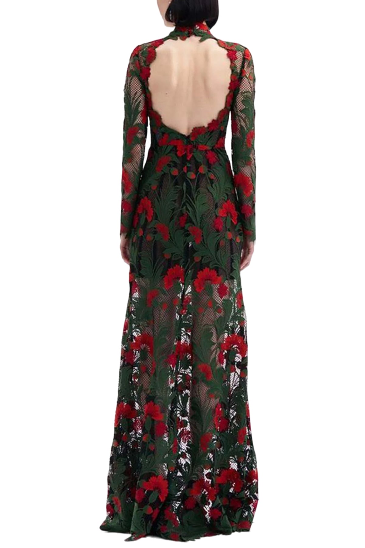 MARBLED CARNATION GUIPURE GOWN