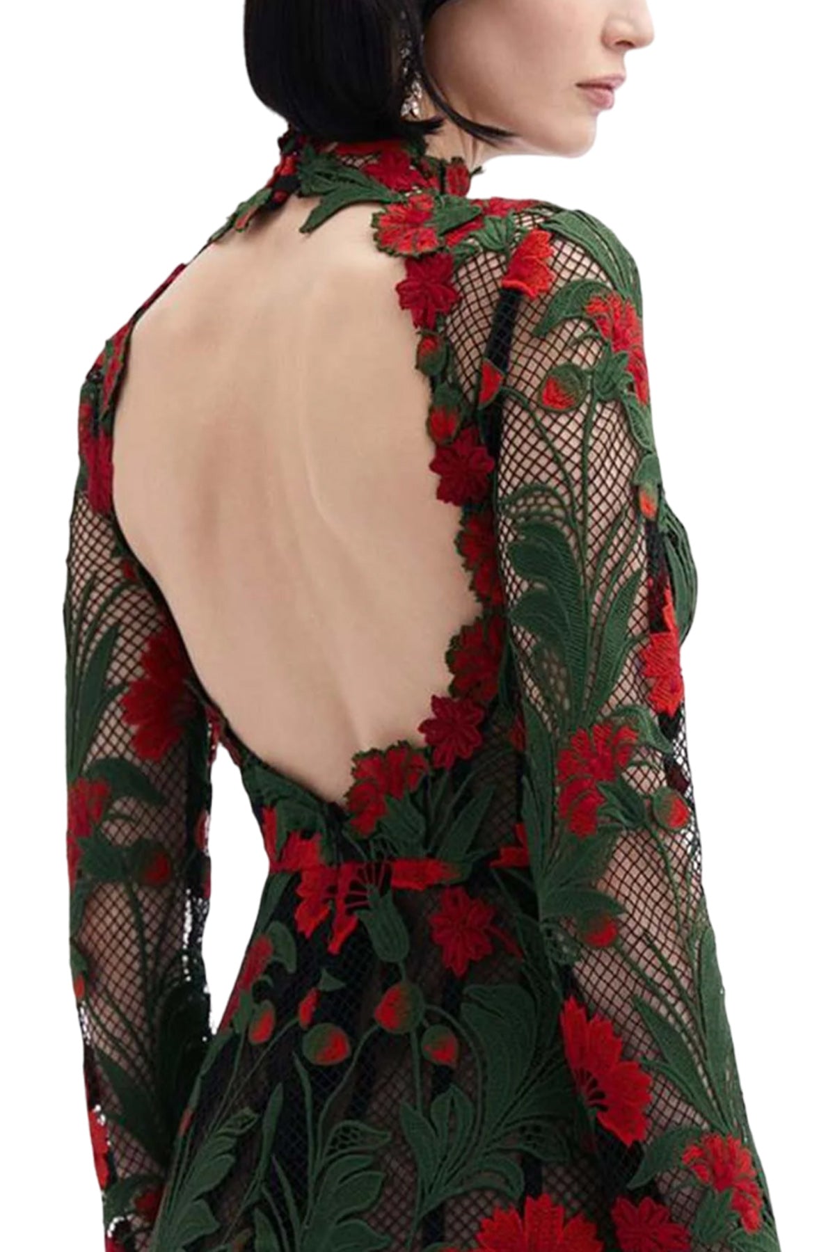 MARBLED CARNATION GUIPURE GOWN