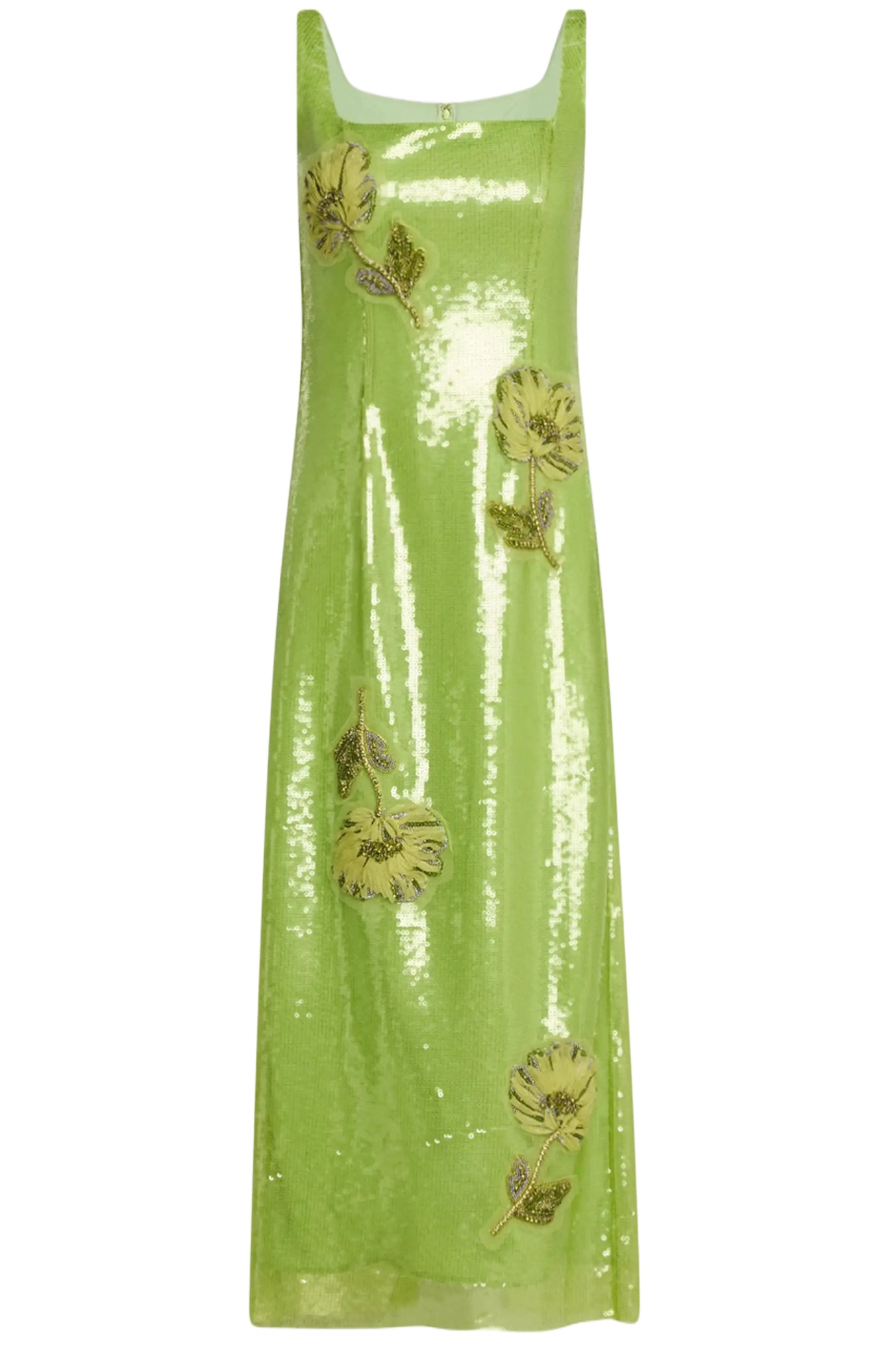 MARYLIN CRYSTAL FLOWER SEQUINED MIDI DRESS