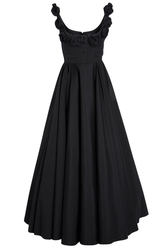 MAXI POPELINE DRESS WITH ROSES