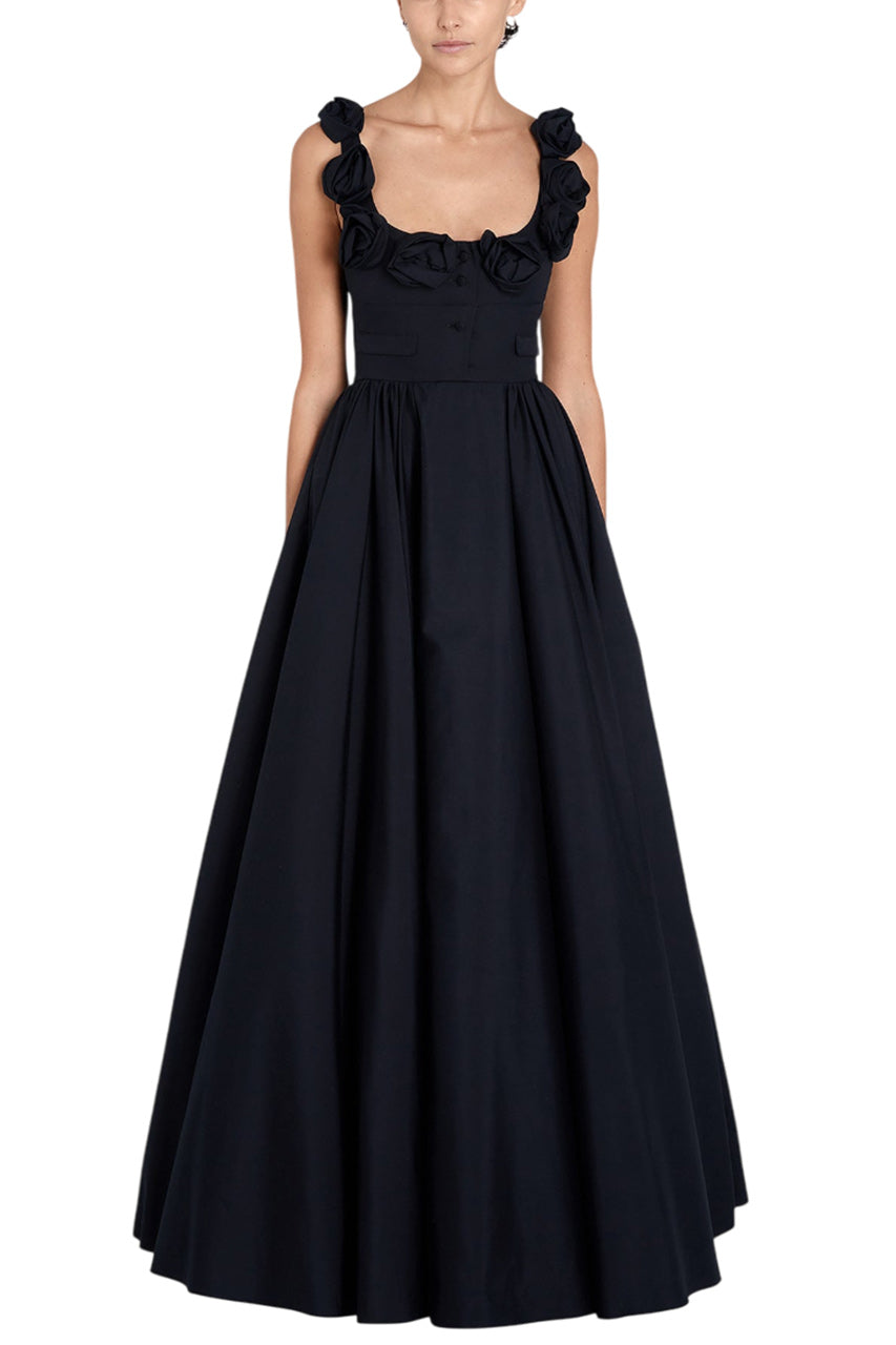 MAXI POPELINE DRESS WITH ROSES