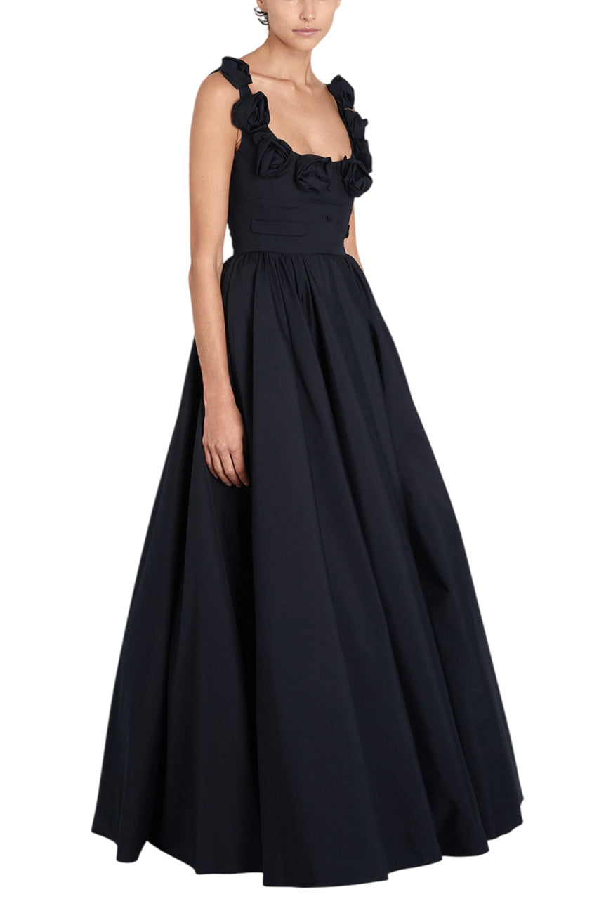MAXI POPELINE DRESS WITH ROSES