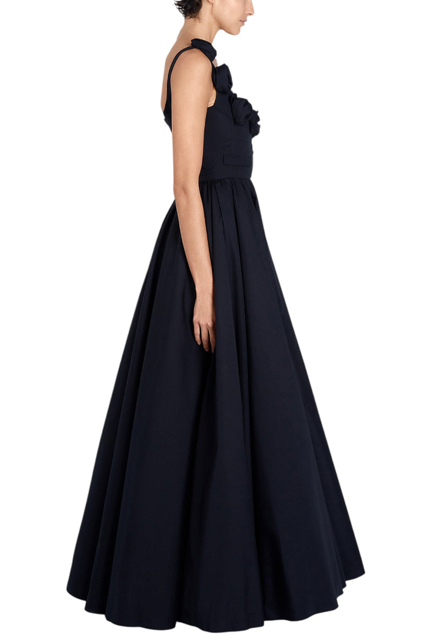 MAXI POPELINE DRESS WITH ROSES
