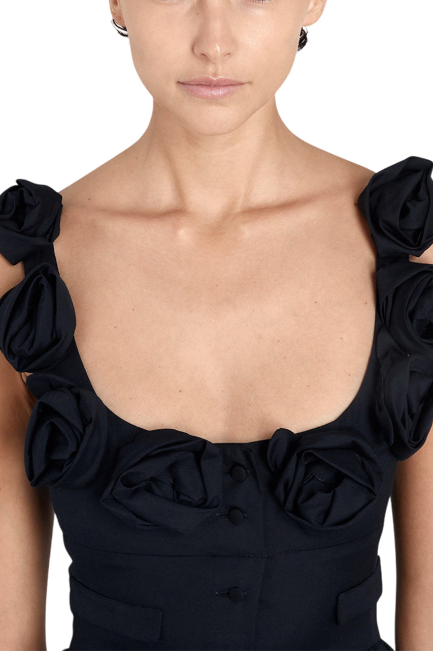 MAXI POPELINE DRESS WITH ROSES