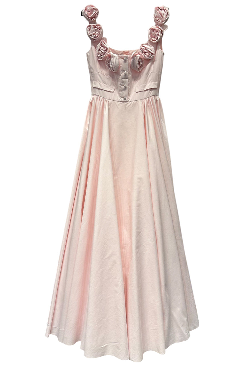 MAXI POPELINE DRESS WITH ROSES