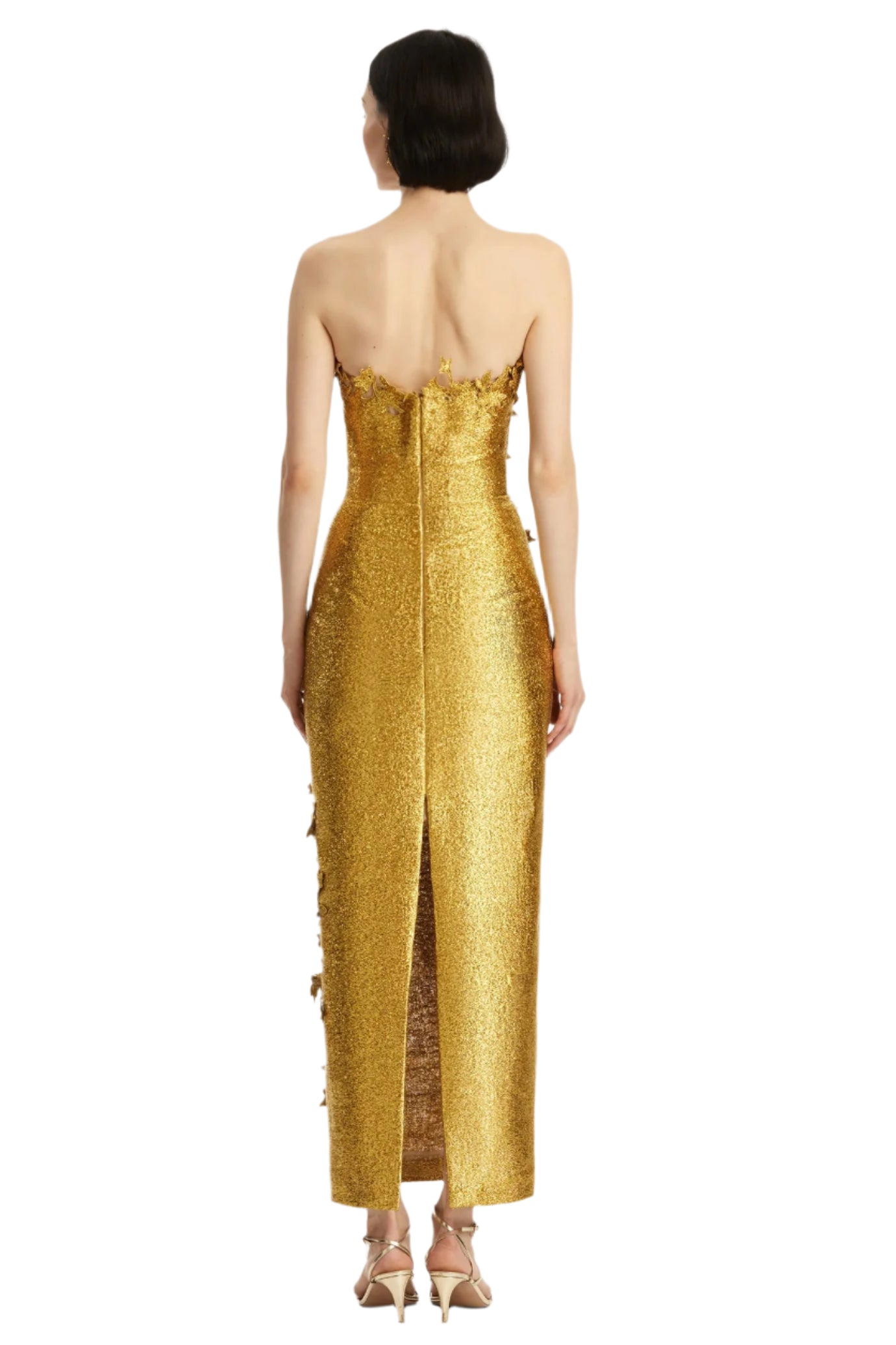 METALLIC CHERRY BLOSSOM EMBROIDERED GOWN