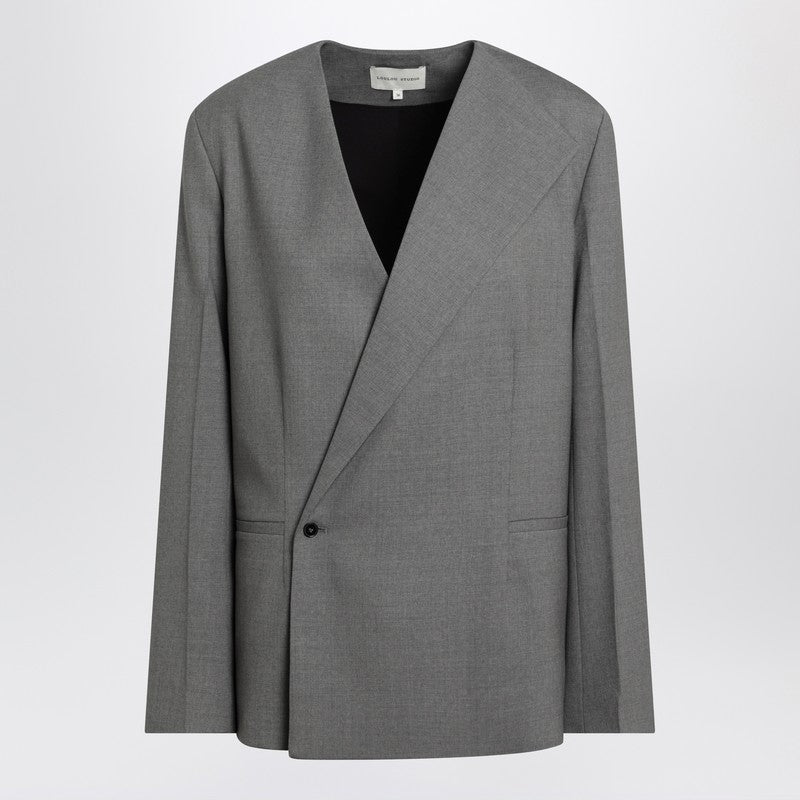 Gray Double-breasted Wool Jacket