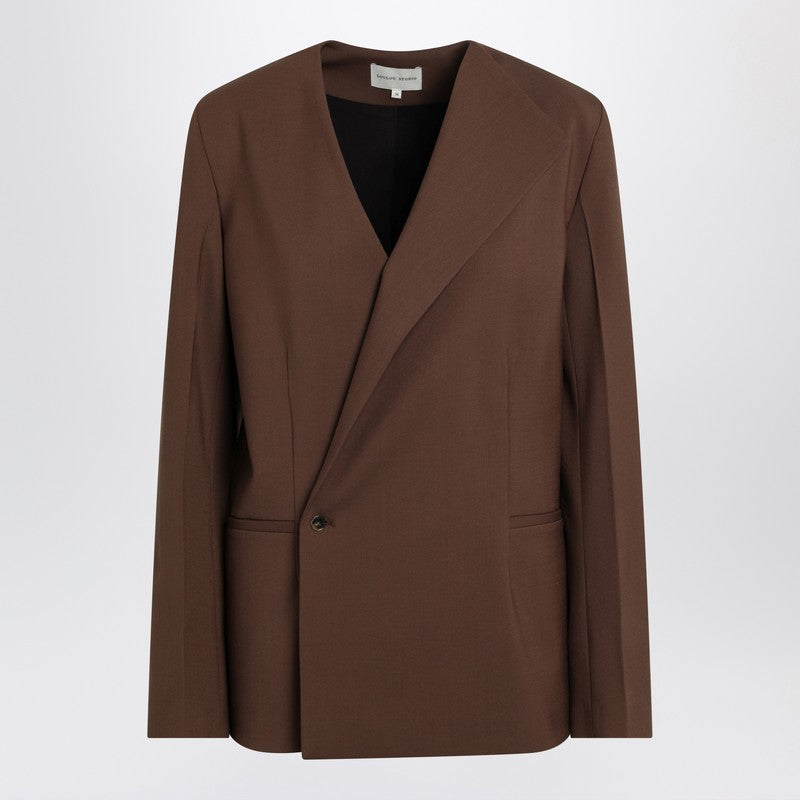 Brown Double-breasted Wool Jacket