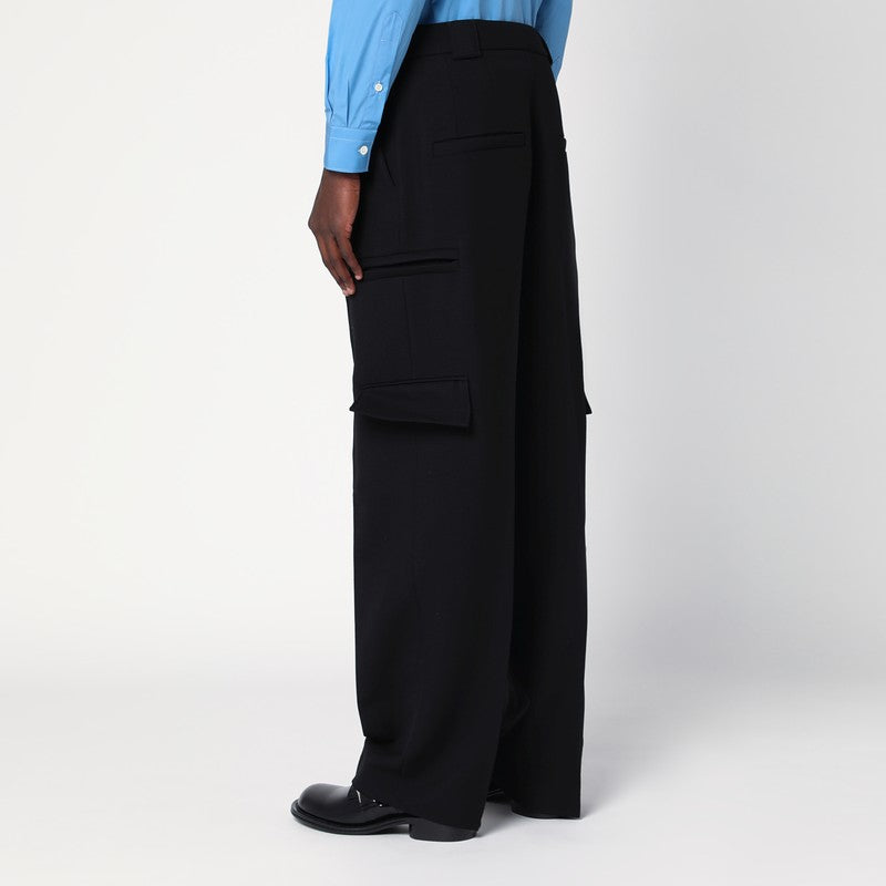 Black Cargo Trousers In Cotton