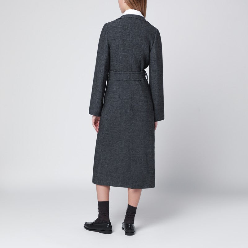 Grey wool coat with belt
