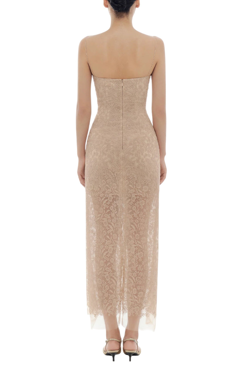 NUDE LACE MIDI DRESS