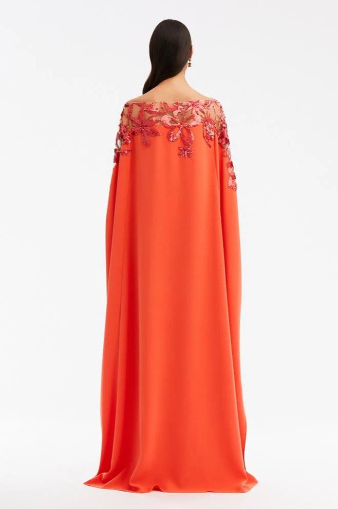 SEQUIN EMBROIDERED ILLUSION NECK & SLEEVE CAFTAN