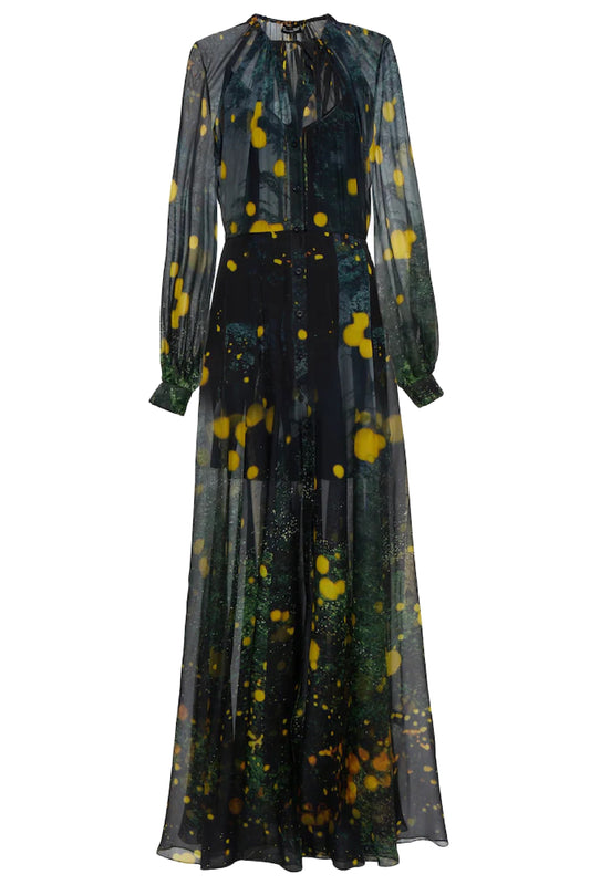 FIREFLY SATIN CHIFFON MAXI DRESS