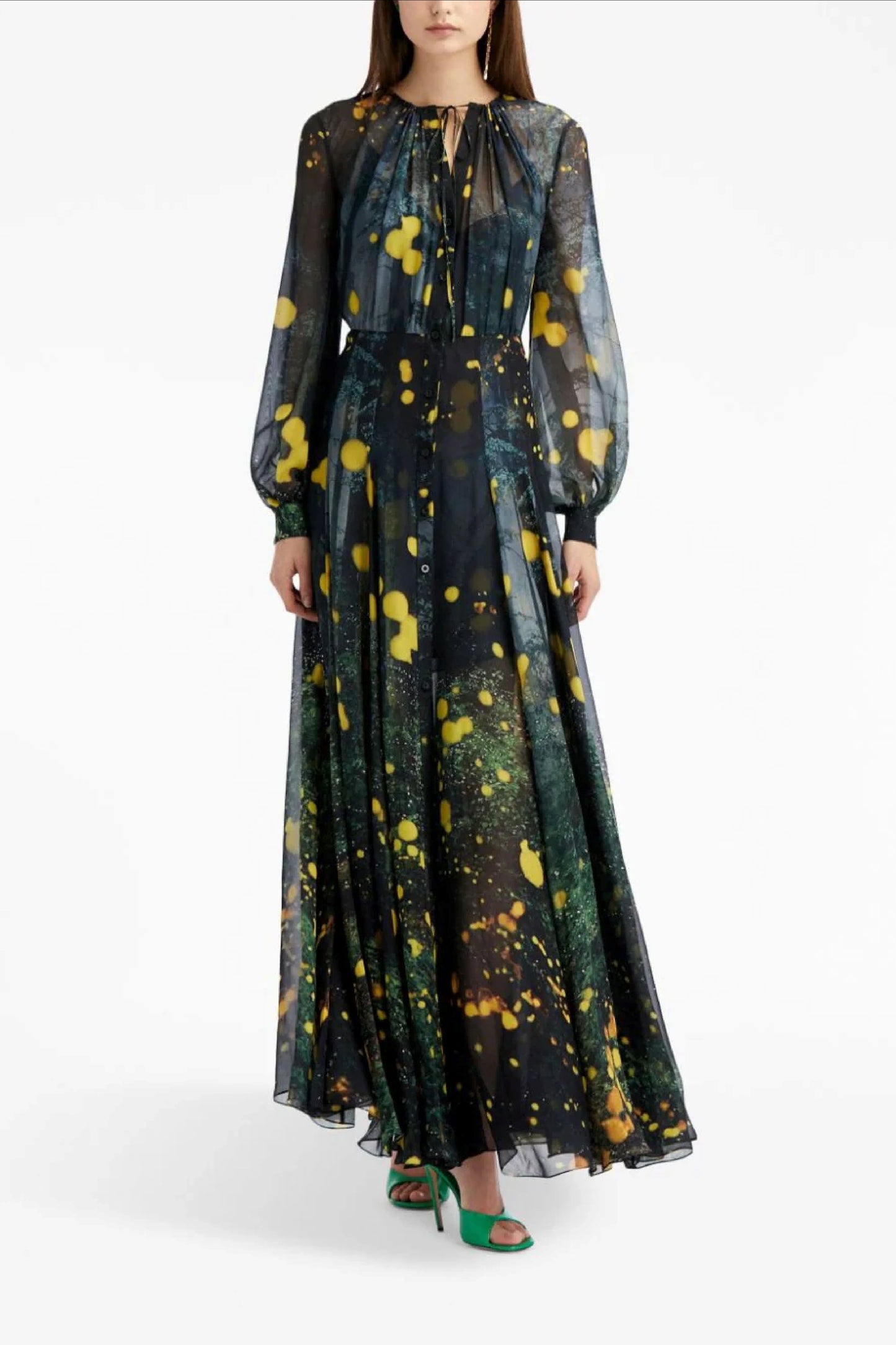 FIREFLY SATIN CHIFFON MAXI DRESS