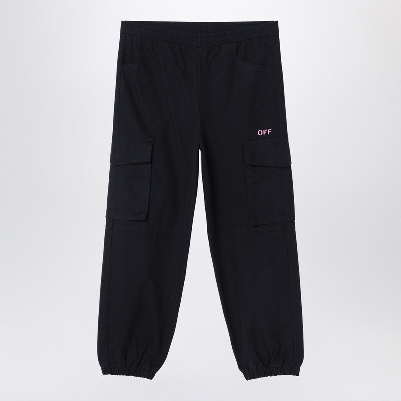 Black Jogging Cargo Trousers With Logo