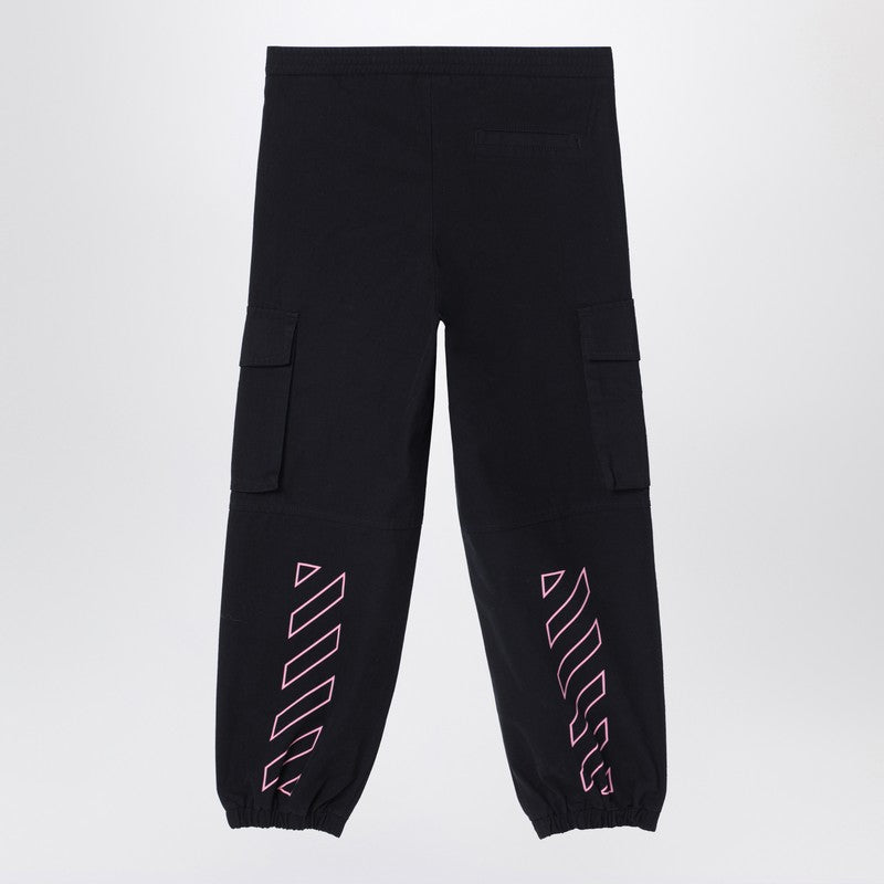 Black Jogging Cargo Trousers With Logo