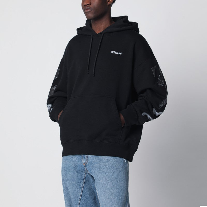 Black hooded sweatshirt with logo print