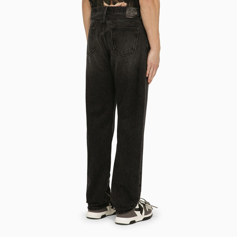 Black jeans with logo patch