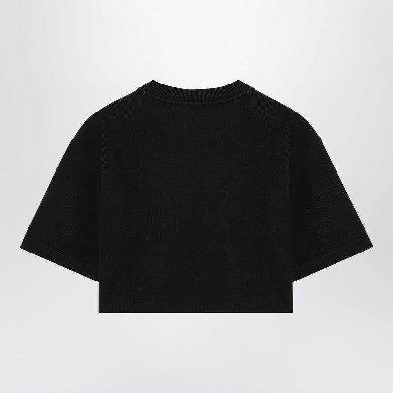 Black Cropped T-shirt With Logo