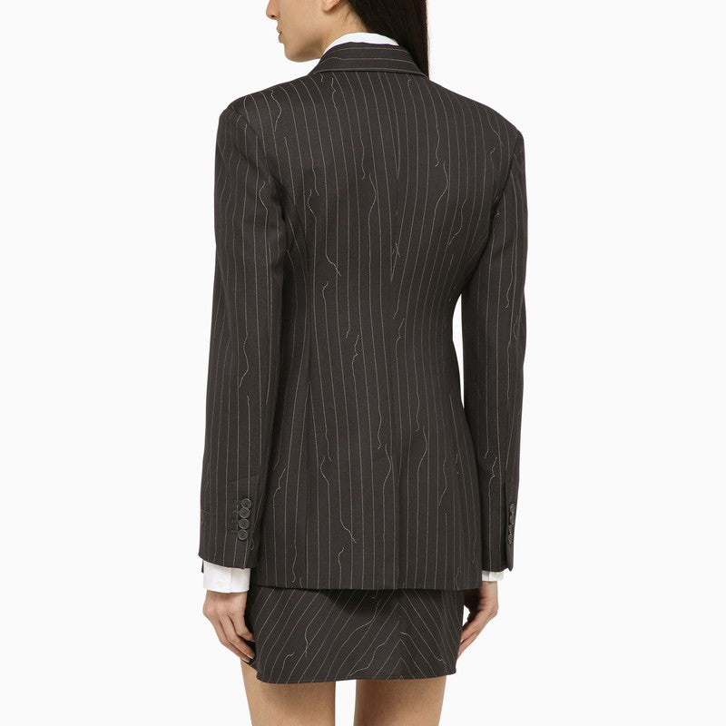 Grey single-breasted pinstripe jacket in wool blend
