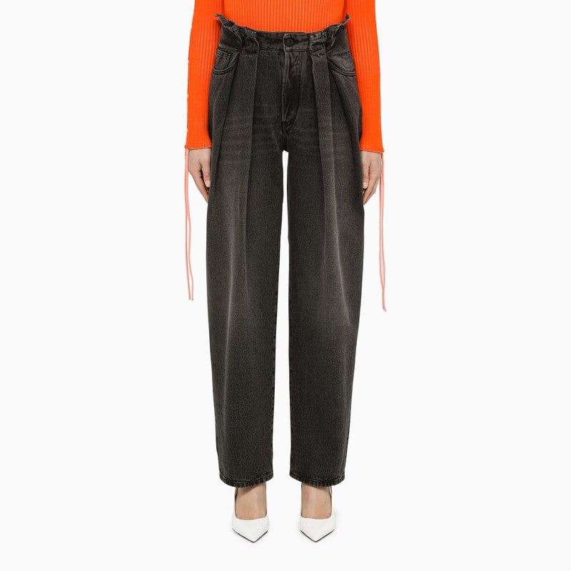 Black washed balloon jeans