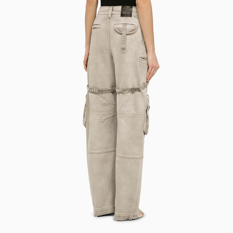 Oversized cargo jeans in burnt denim