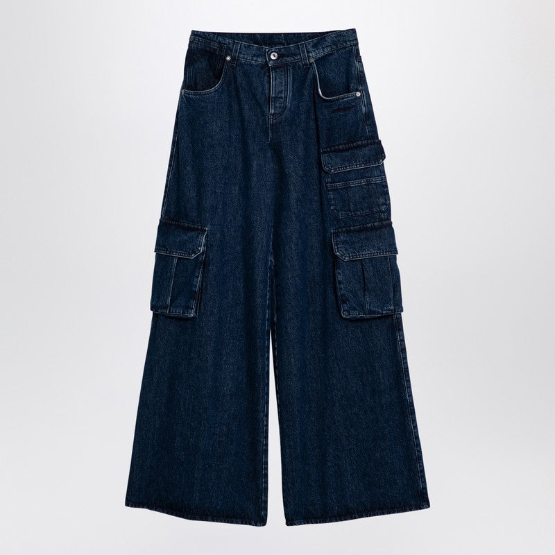 Blue Wide Cargo Denim Jeans