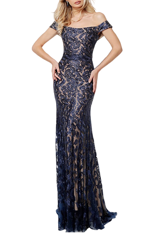 OFF SHOULDER EMBROIDERED GOWN