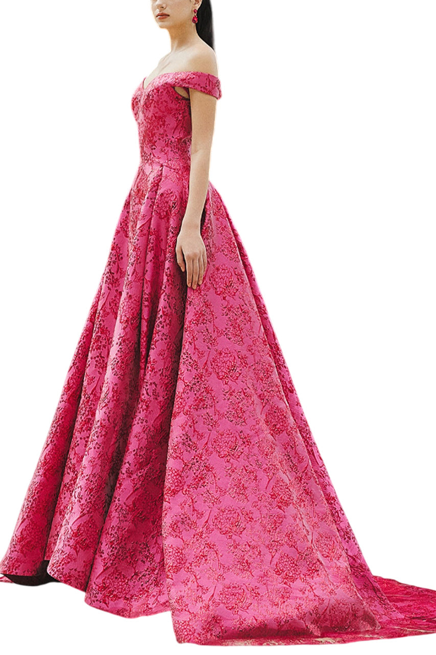 OFF SHOULDER FLORAL PATTERN FULL DRESS