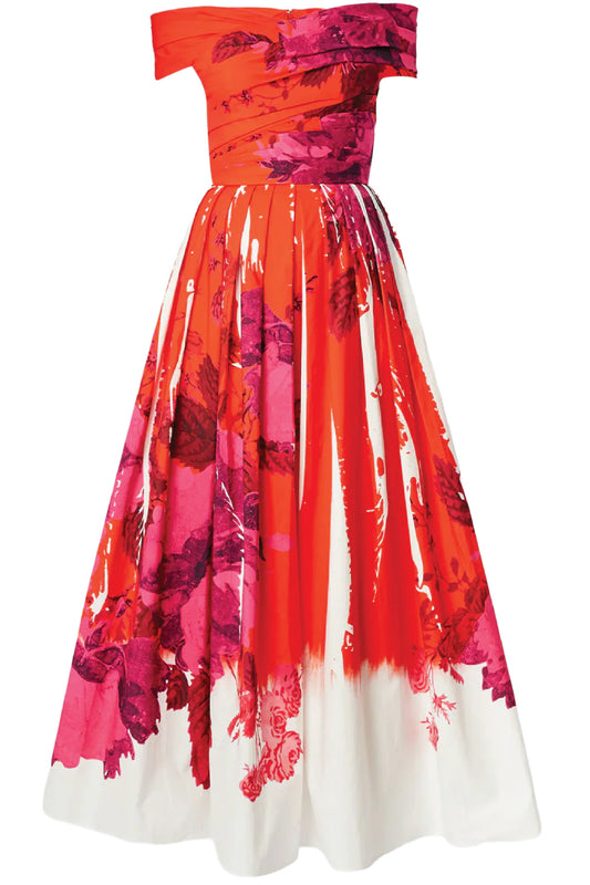 OFF SHOULDER FULL SKIRT COCKTAIL DRESS