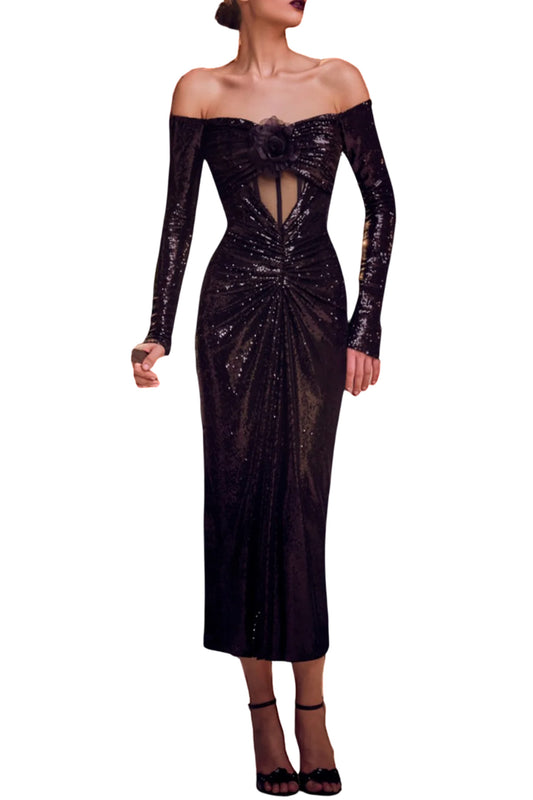 OFF SHOULDER SEQUIN DRESS