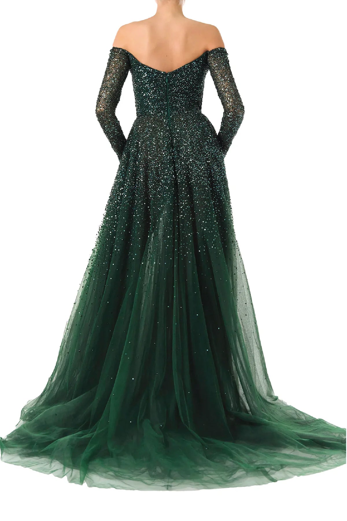 OFF THE SHOULD EREMBROIDERED BALL GOWN