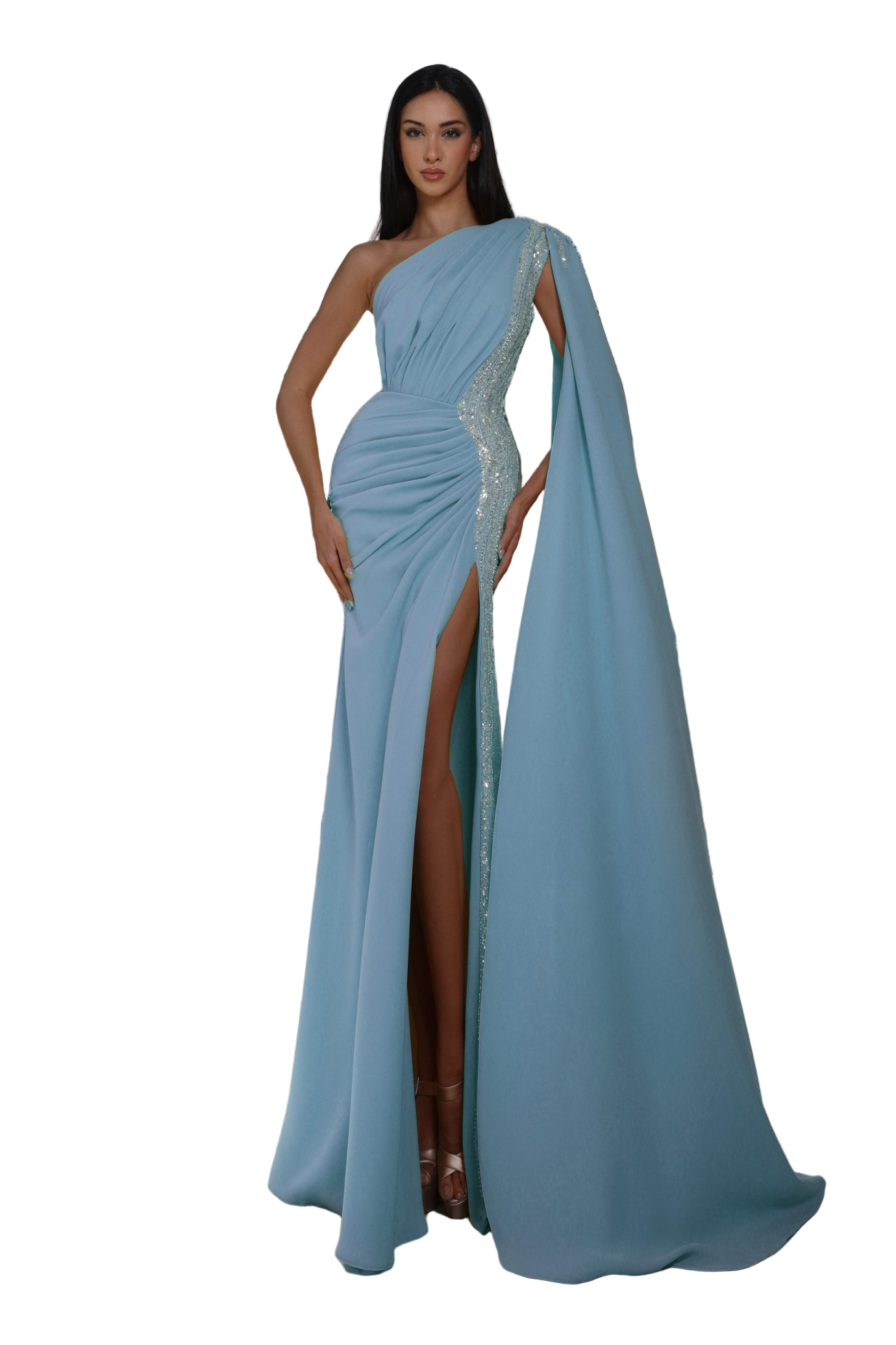 ONE SHOULDER DRAPED GOWN