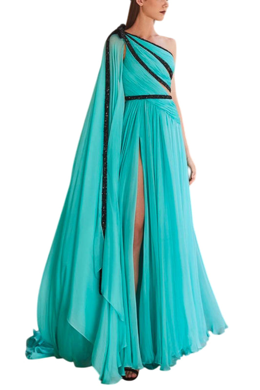 ONE SHOULDER MINT GOWN