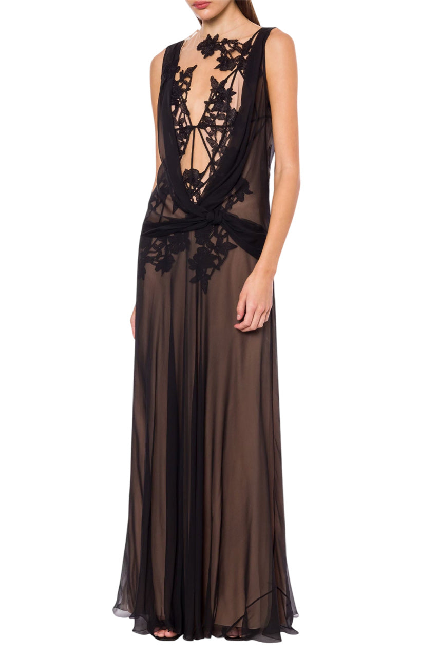 ORGANIC CHIFFON MACRAMÉ RAMAGE DRESS