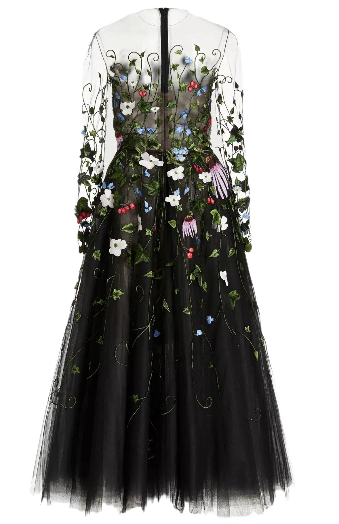 FLORAL THREADWORK MIDI DRESS