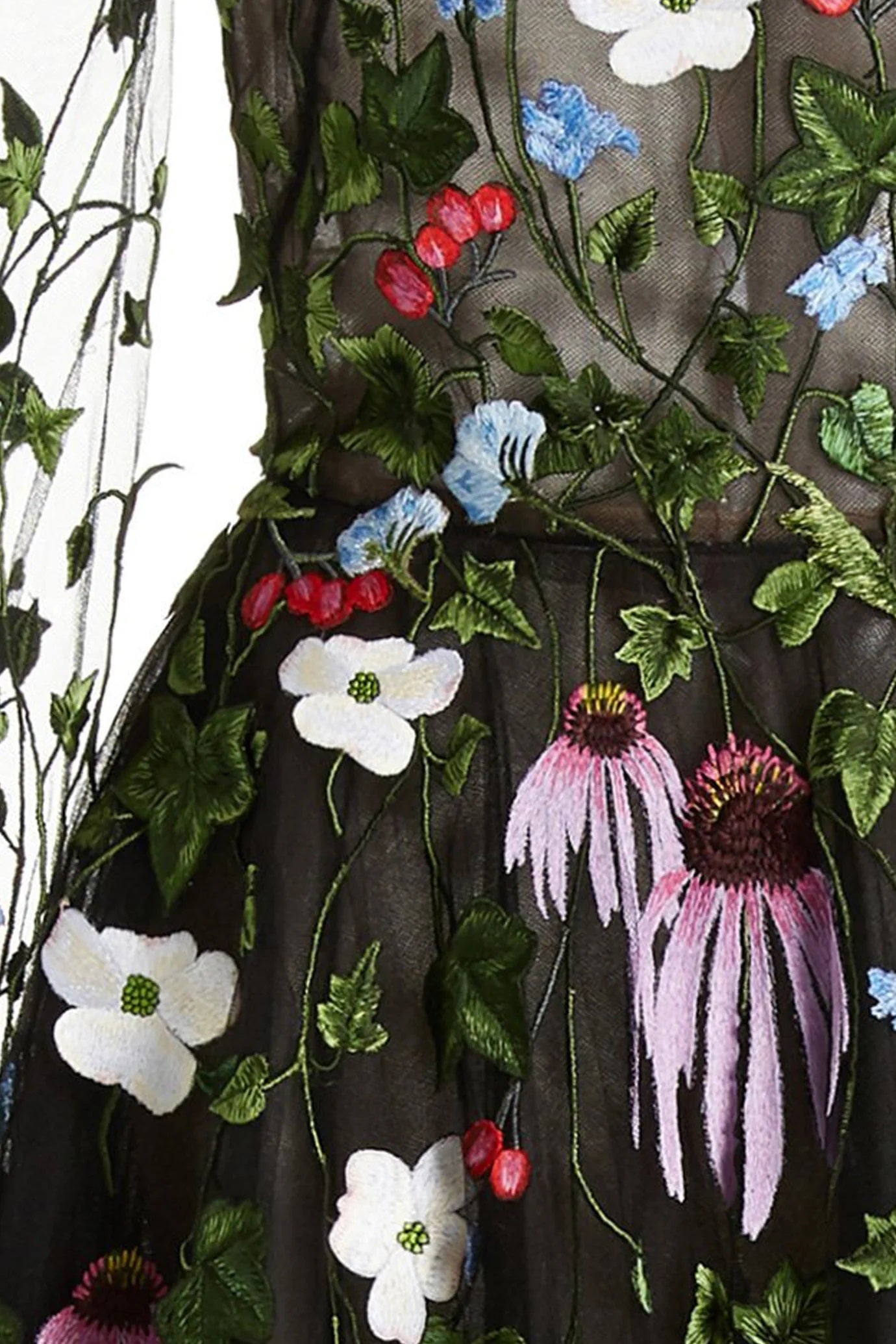 FLORAL THREADWORK MIDI DRESS