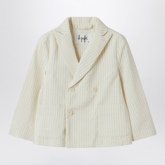 Double-breasted Jacket In Pinstriped Cotton