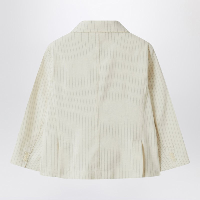 Double-breasted Jacket In Pinstriped Cotton