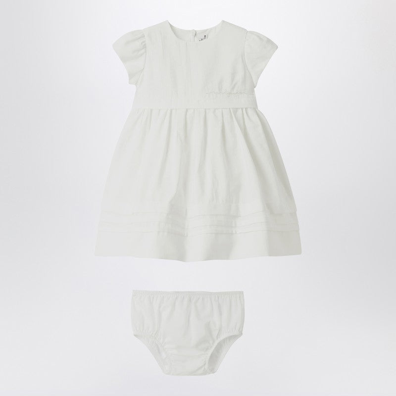 White Dress With Culotte In Viscose Poplin