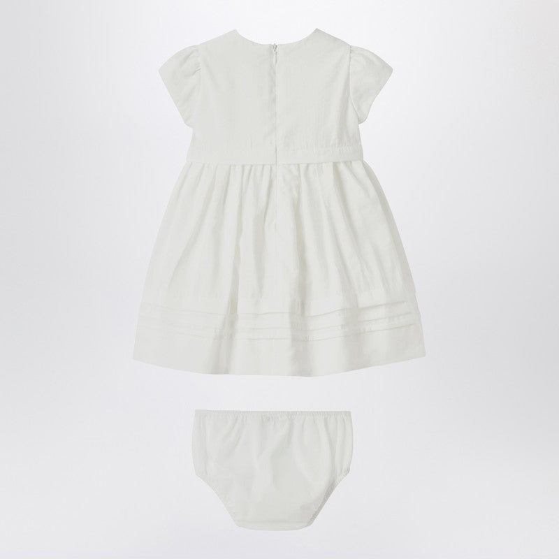 White Dress With Culotte In Viscose Poplin